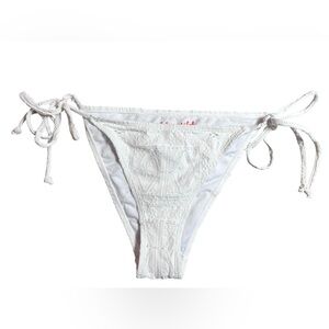 CABANA DEL SOL white side tie high leg cheeky bikini swim bottom size Large
